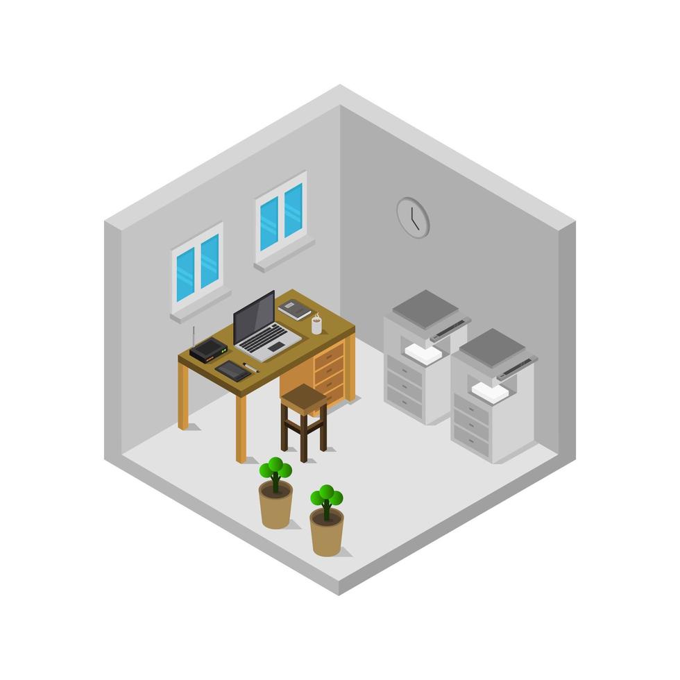 Isometric Office Room vector