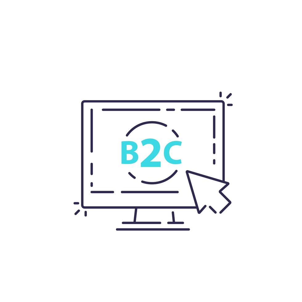 B2C, Business to consumer concept, line vector