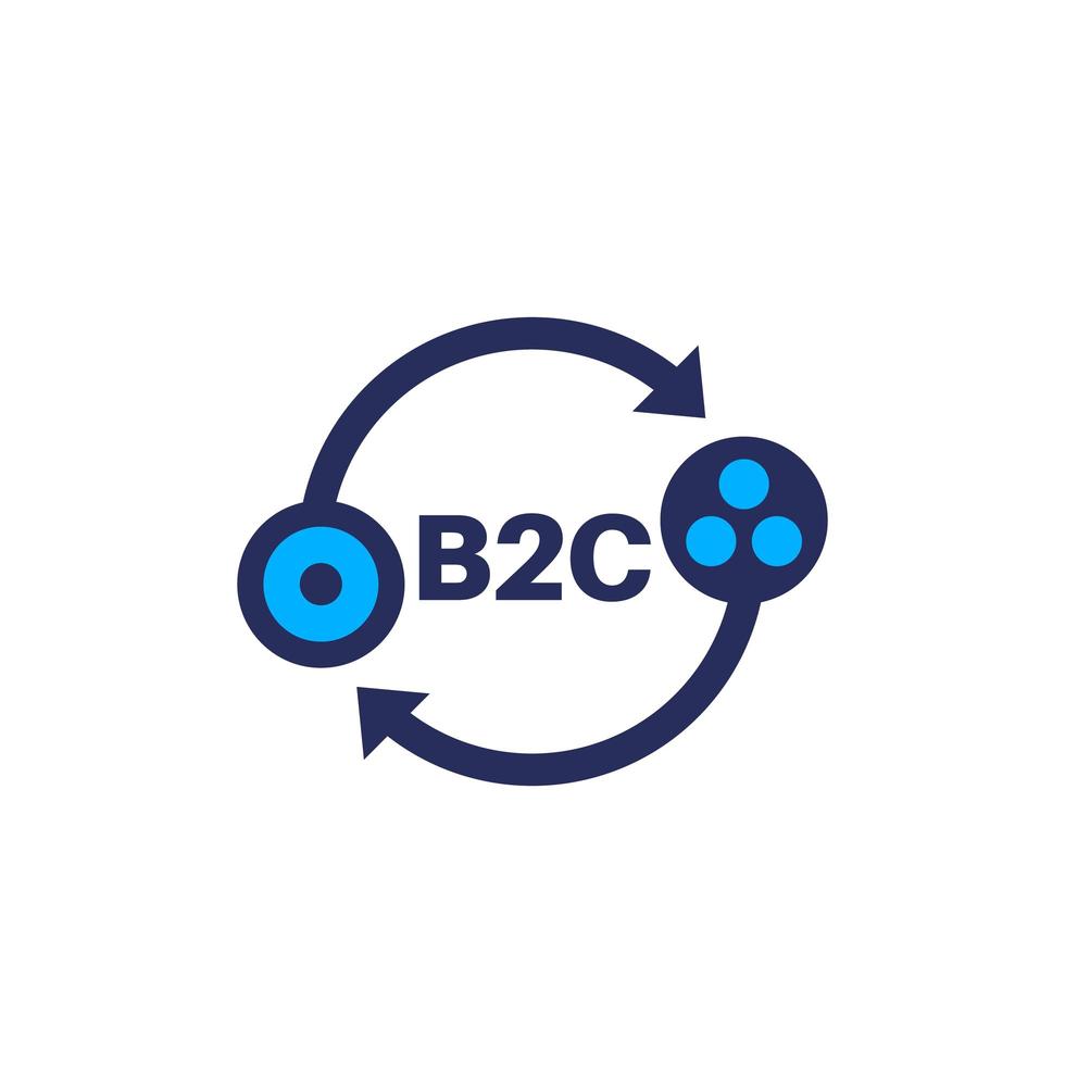 icono b2c en blanco, vector