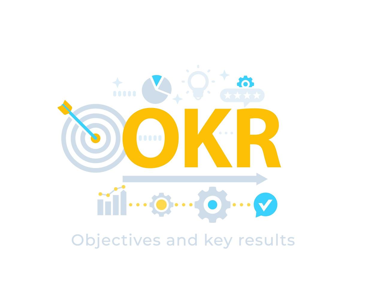 okr, objetivos y resultados clave, vector