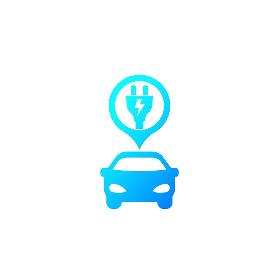 electric car and plug, vector icon