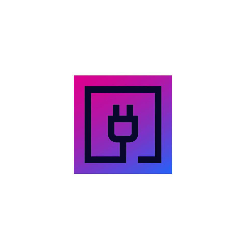 electric plug in square, vector logo