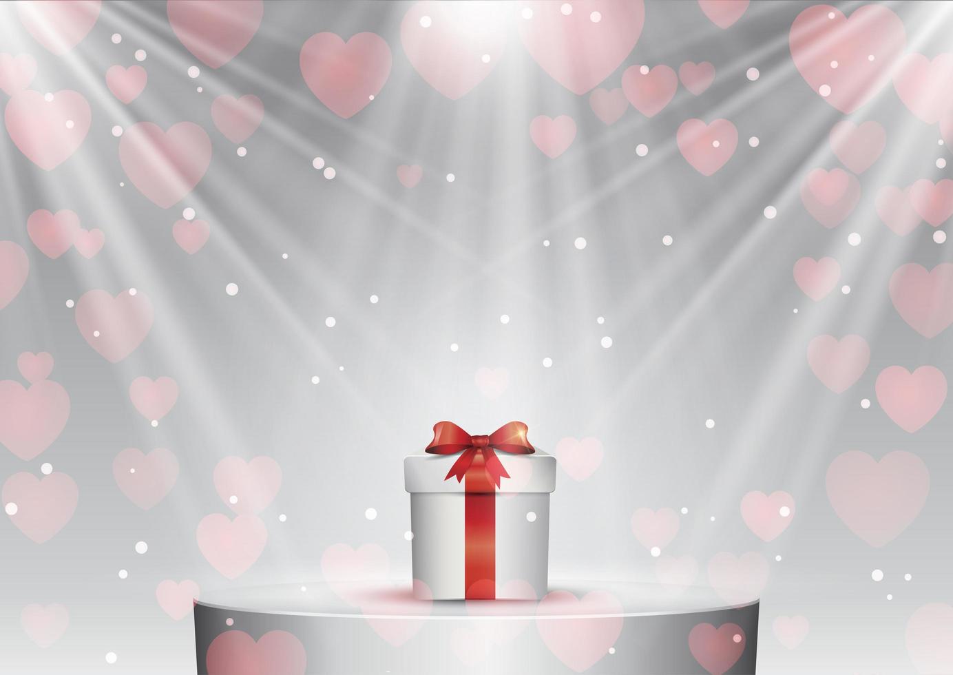 Valentines Day background with gift under spotlights vector