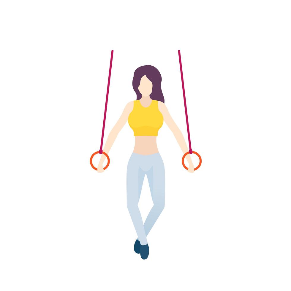 girl training with gymnastic rings vector