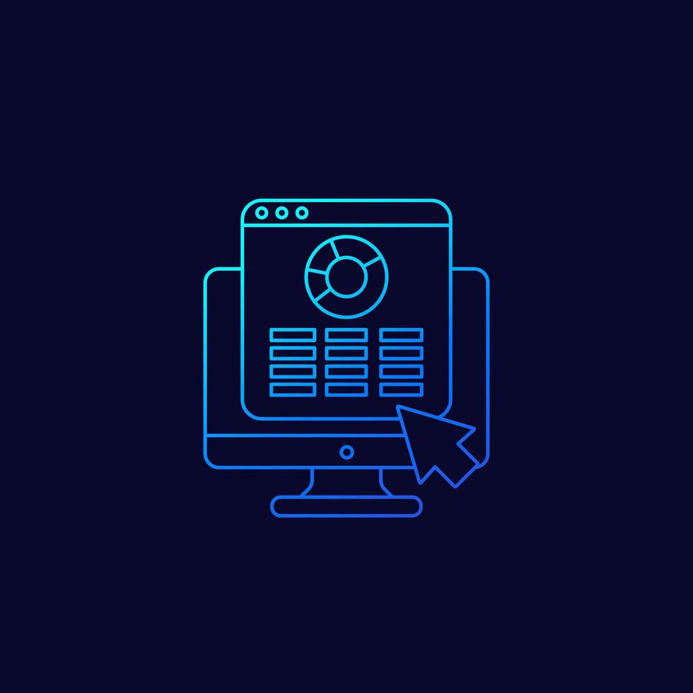 spreadsheet, report icon in linear style vector