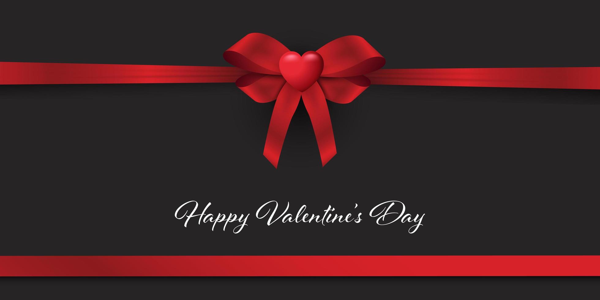 Valentines Day banner with red ribbon and heart vector