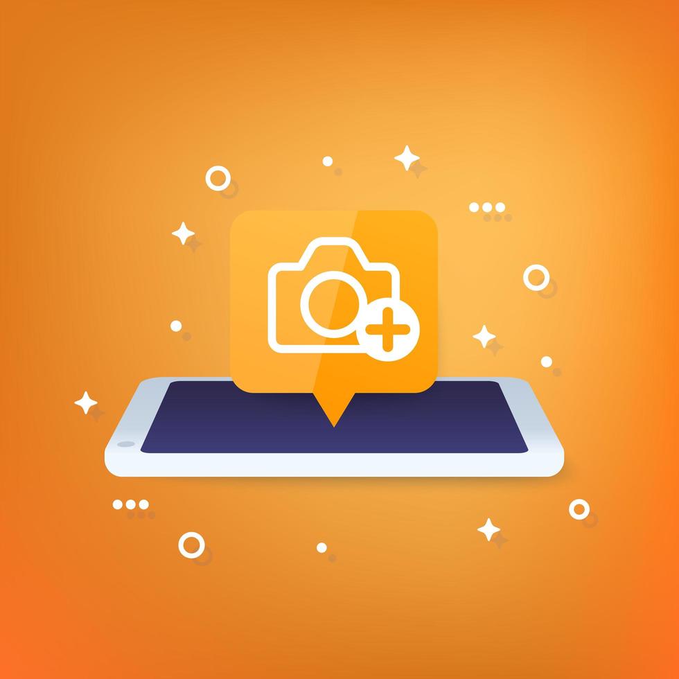 Add photo icon with phone vector