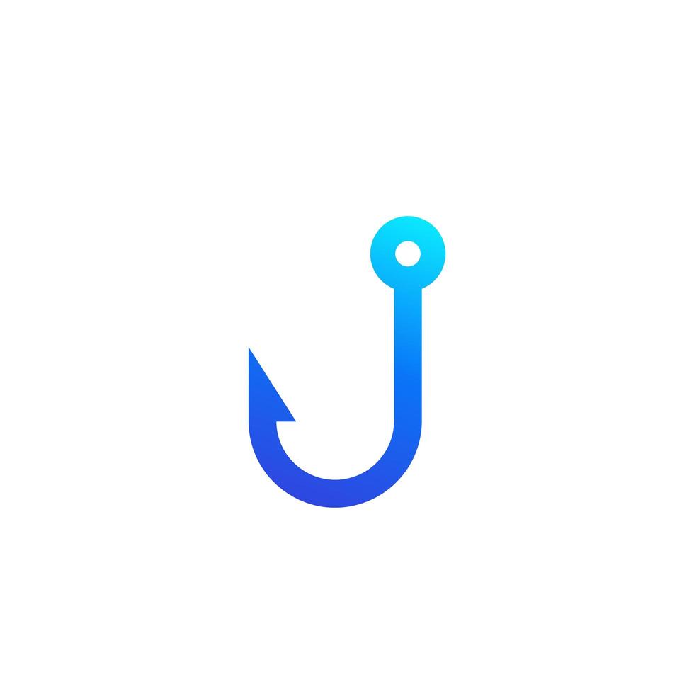 Fishing hook vector icon on white