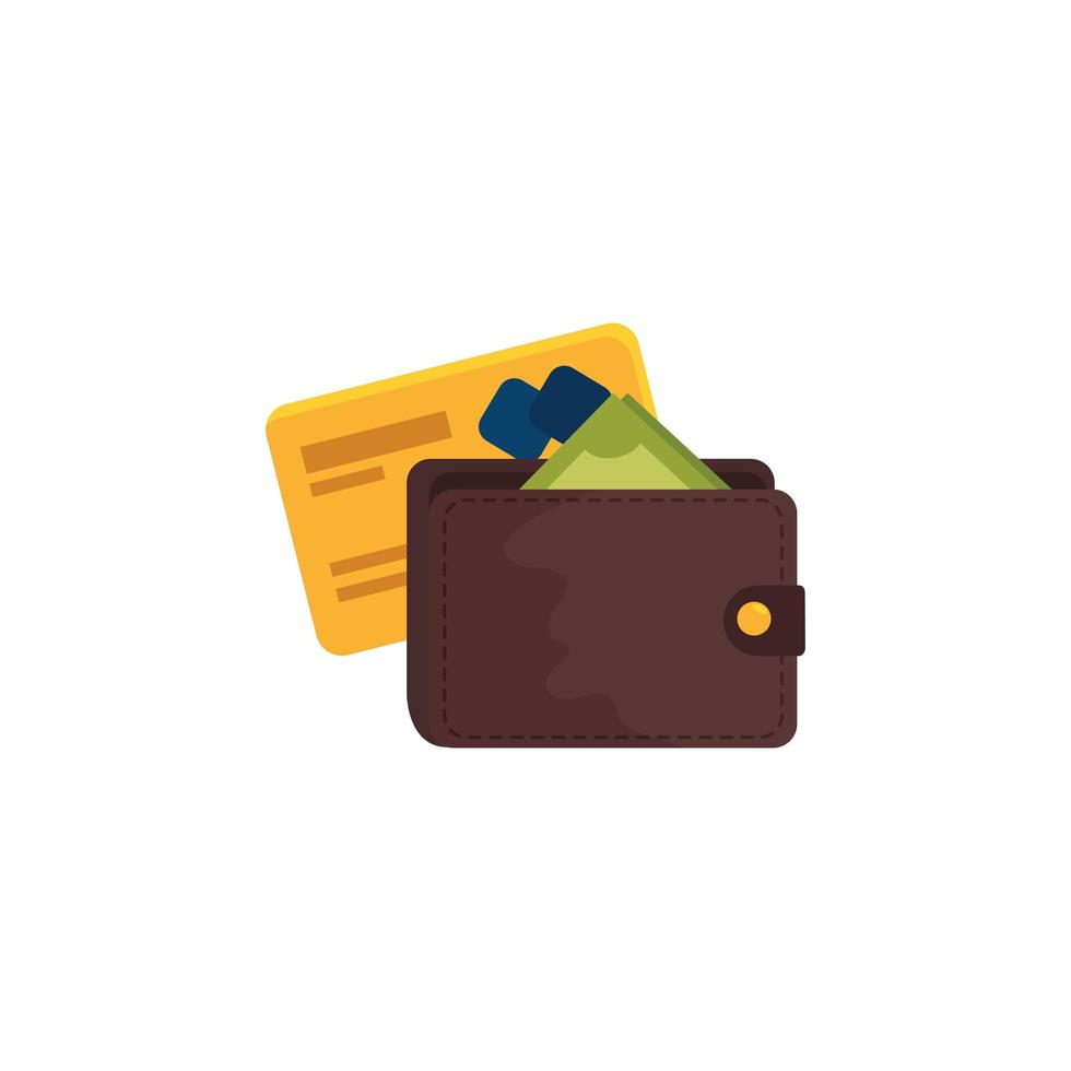 credit card with wallet isolated icon vector