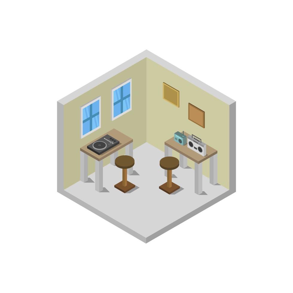 Isometric Music Room On White Background vector