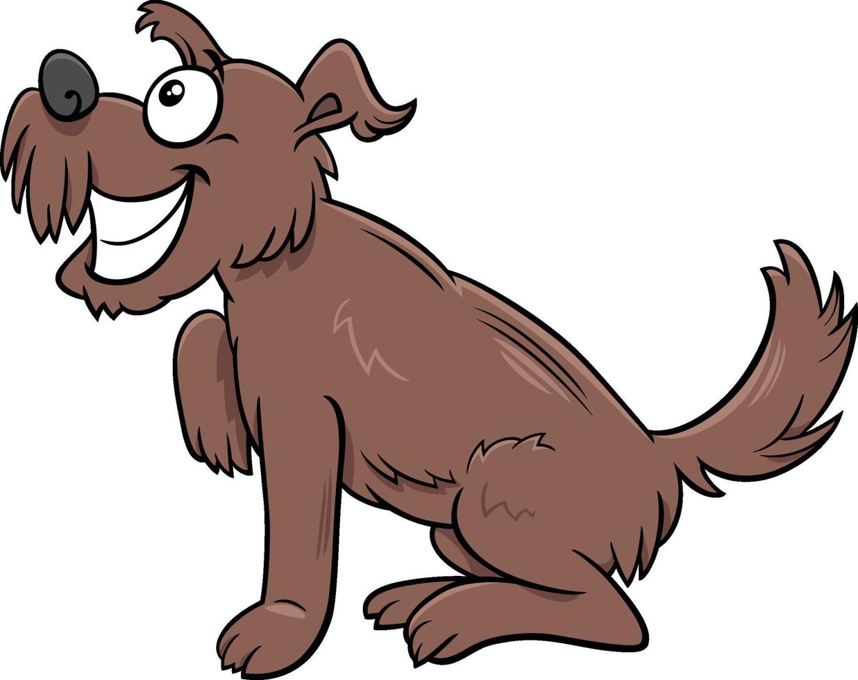 caricatura, marrón, peludo, perro, cómico, animal, carácter vector