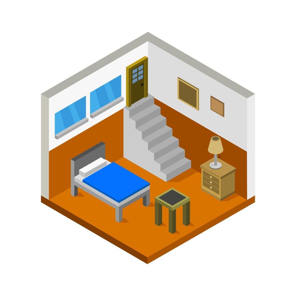 Isometric Bedroom On White Background vector