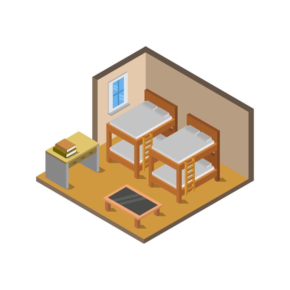 Isometric Bedroom On White Background vector