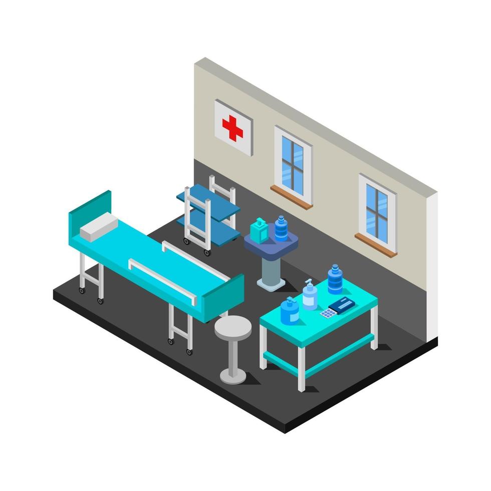 Isometric Hospital Room On White Background vector