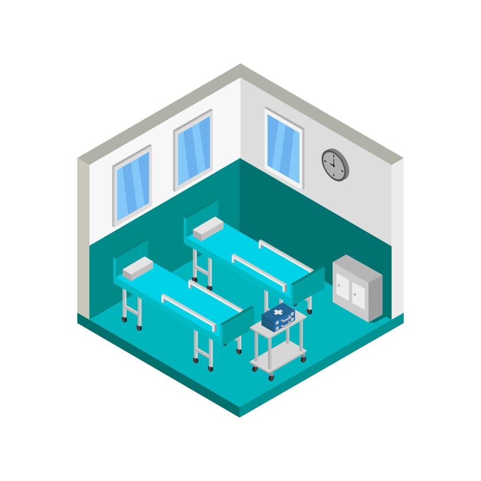 Isometric Hospital Room On White Background vector