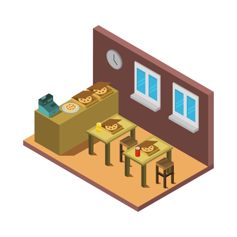 Isometric Restaurant Indoors vector