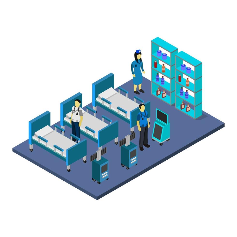 Isometric Hospital Room On White Background vector