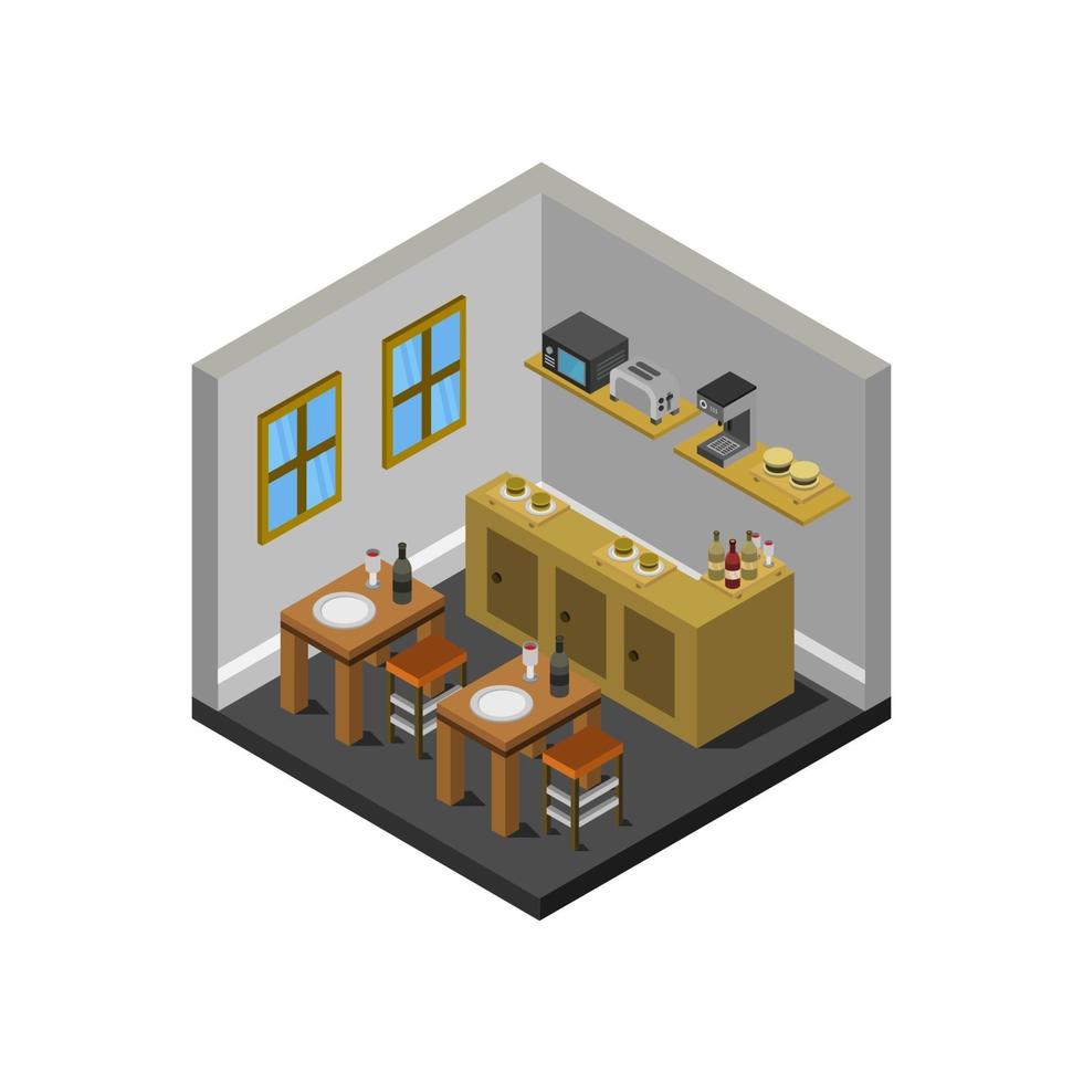 Isometric Restaurant Indoors vector