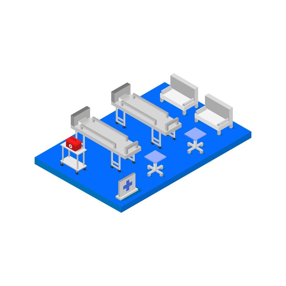 Isometric Hospital Room On White Background vector