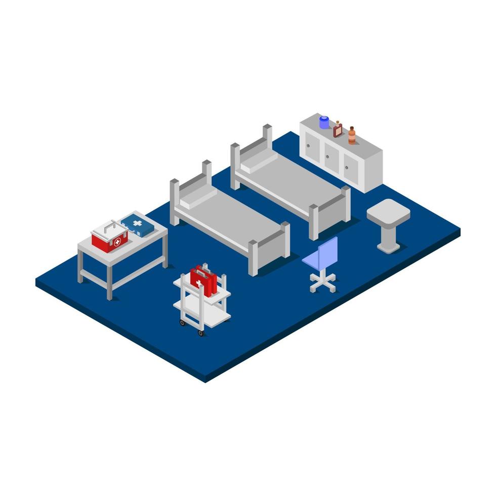 Isometric Hospital Room On White Background vector