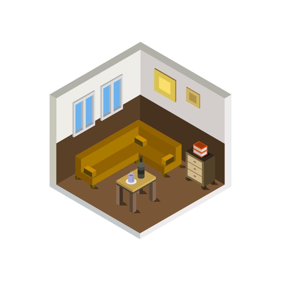 Isometric Lounge Room On White Background vector
