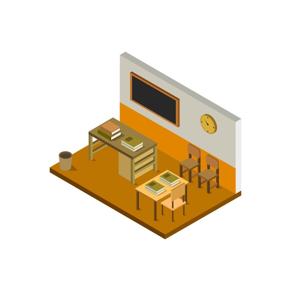 Isometric School Room On White Background vector