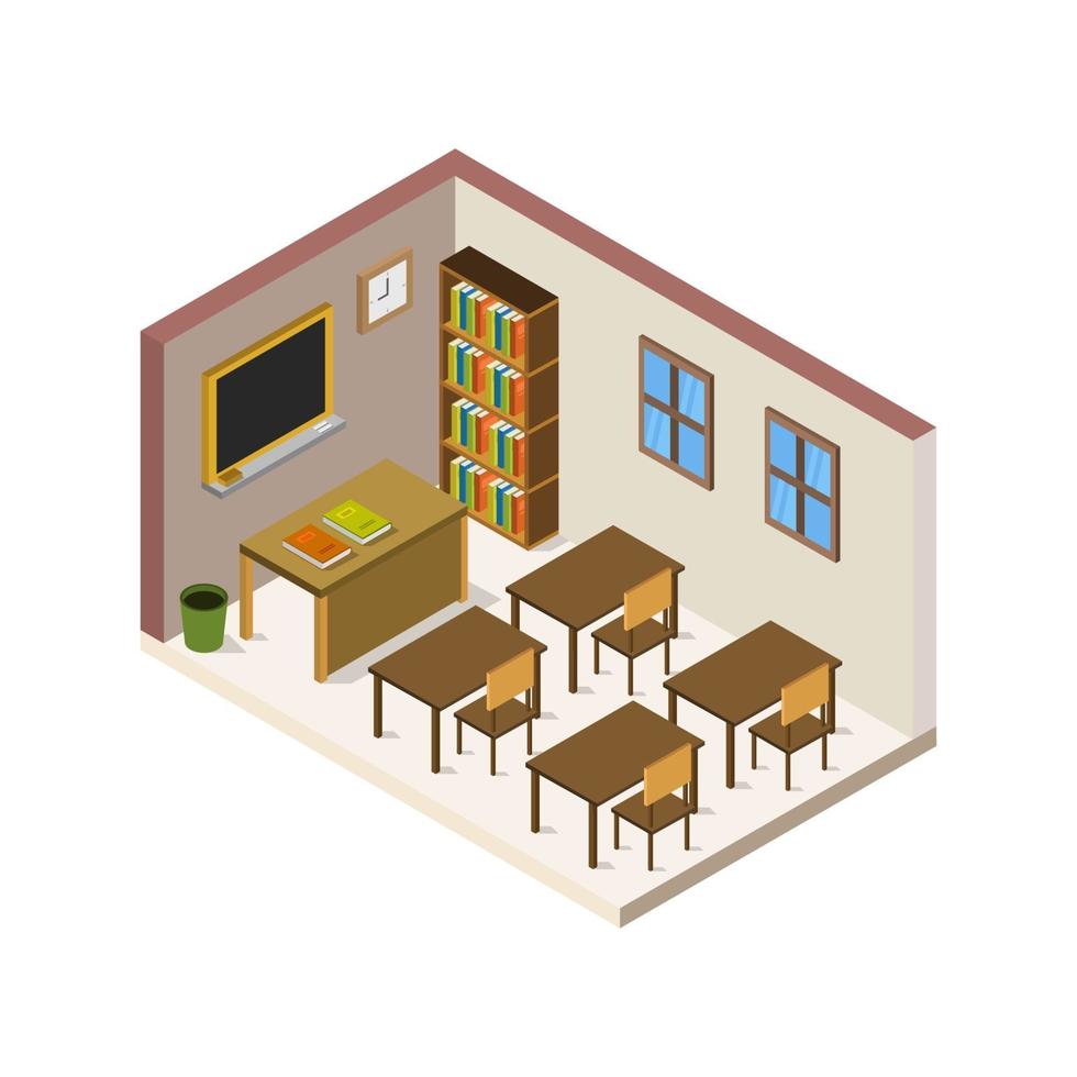 Isometric School Room On White Background vector