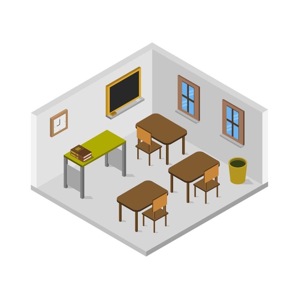 Isometric School Room On White Background vector