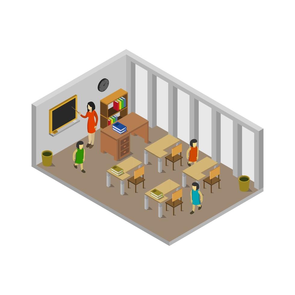 Isometric School Room On White Background vector