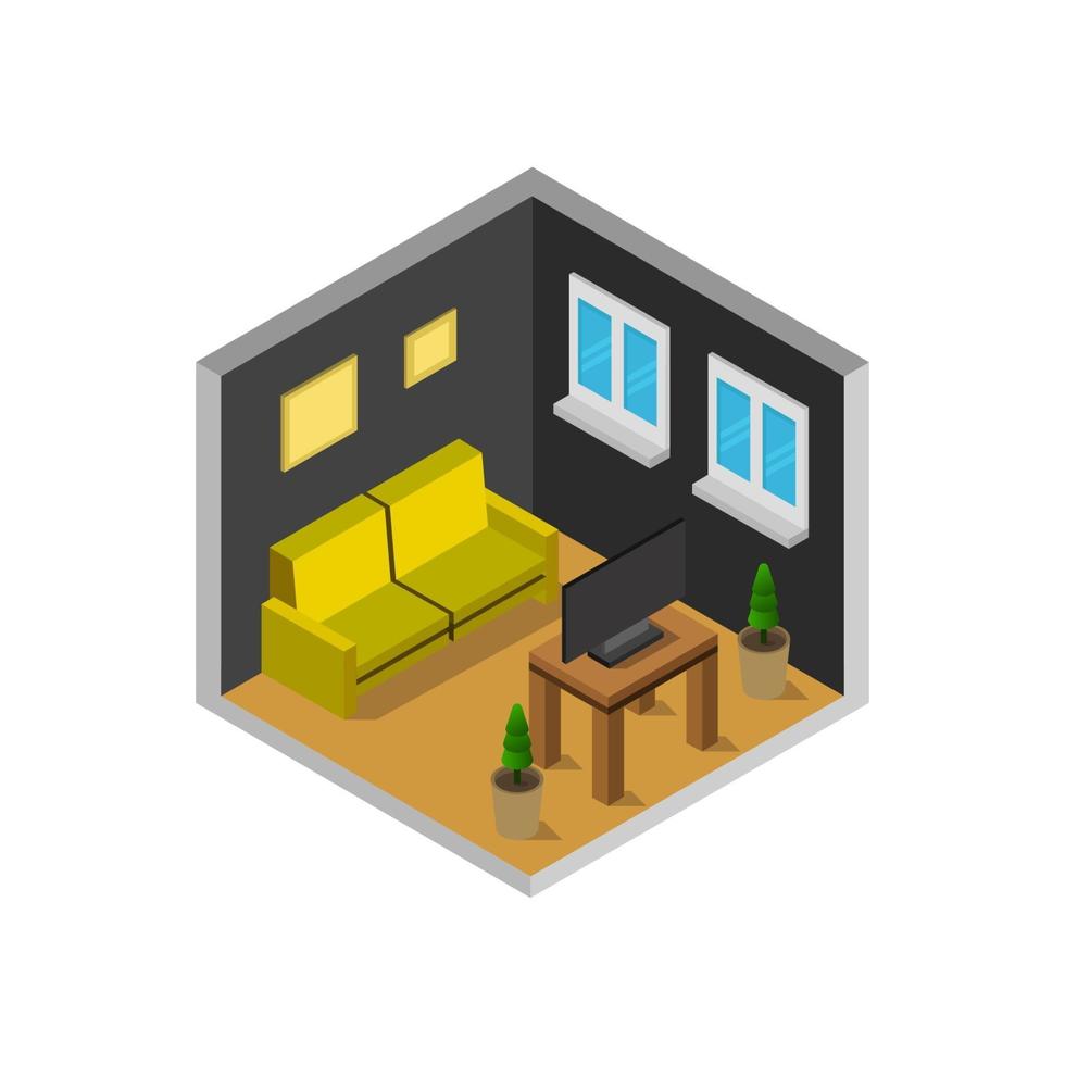 Isometric Lounge Room On White Background vector