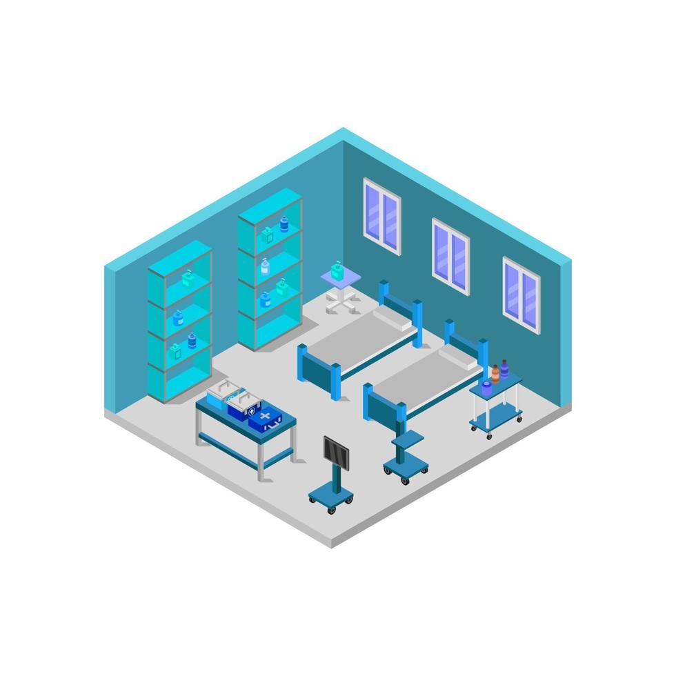 Isometric Hospital Room On White Background vector