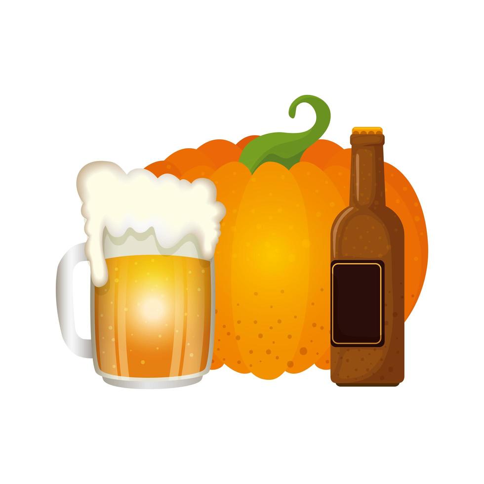 Oktoberfest beer and pumpkin vector design