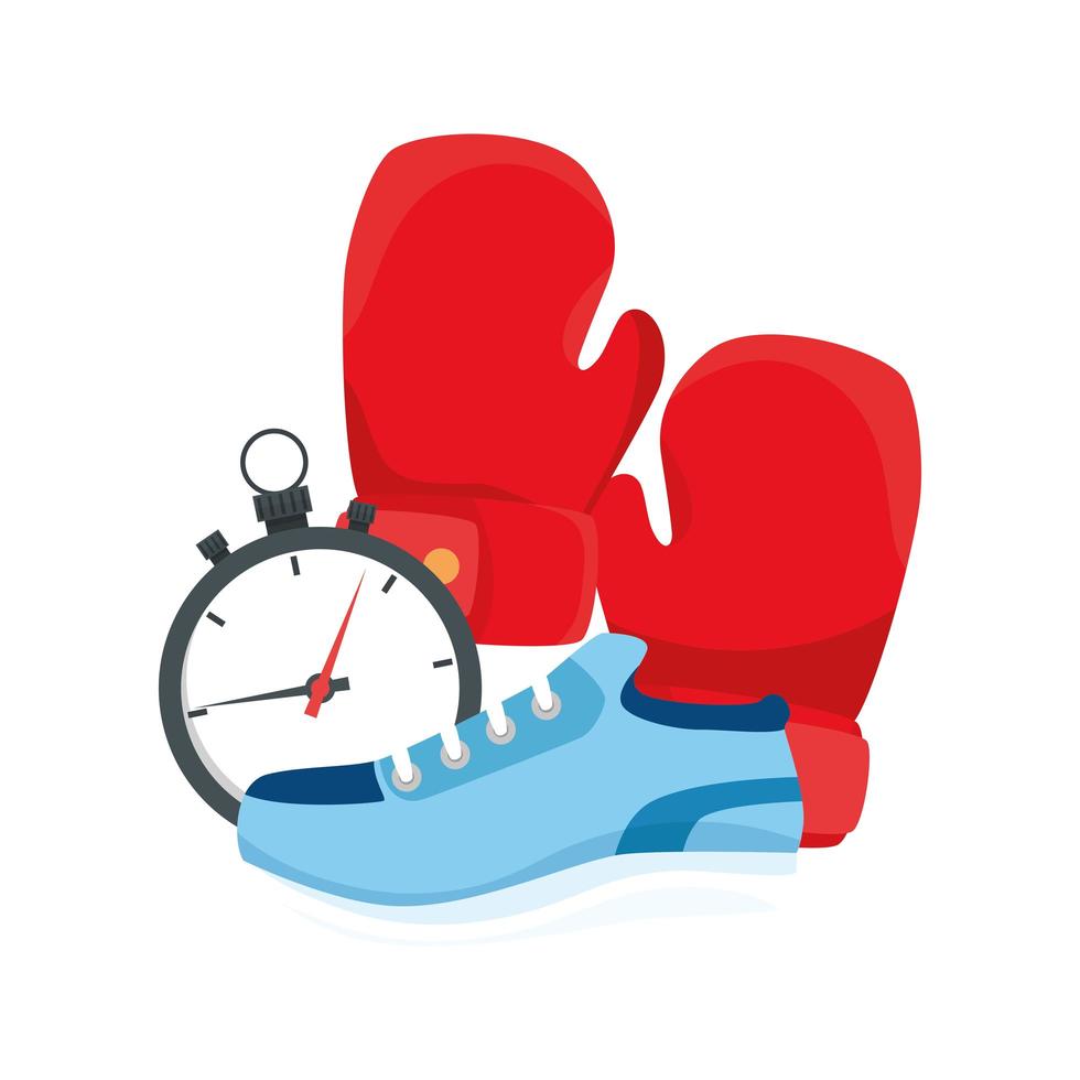 Boxing gloves chronometer and shoe vector design