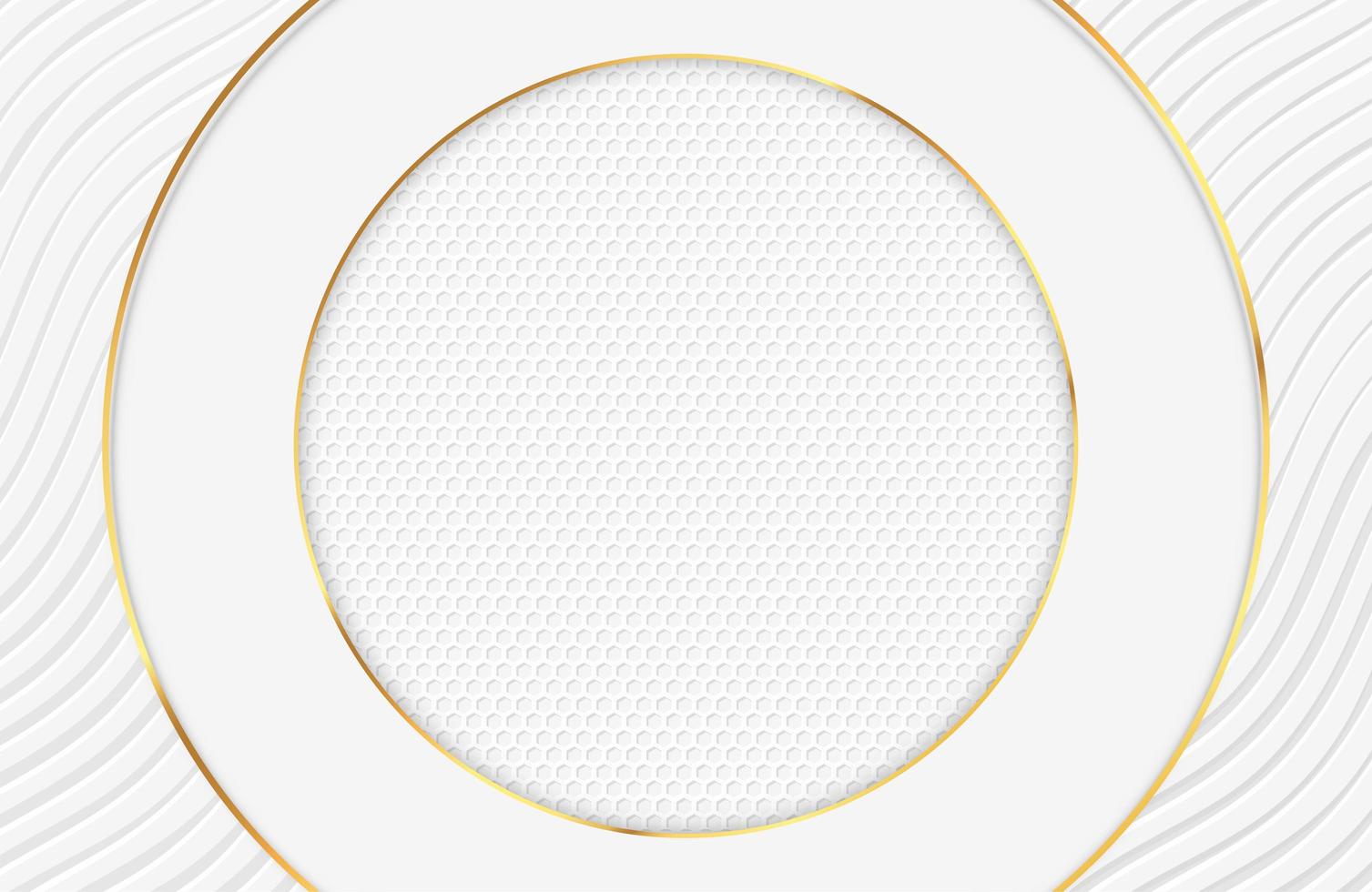 diseño blanco elegante de lujo con bordes circulares dorados vector