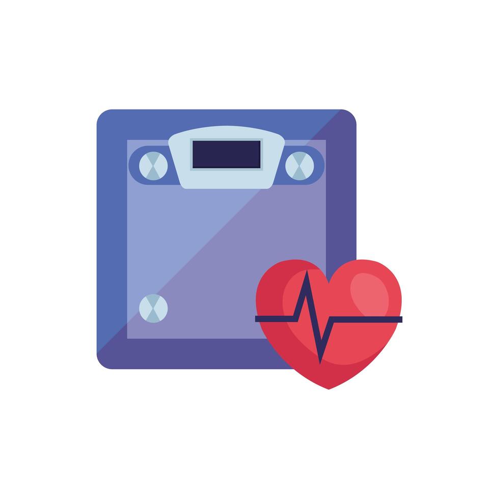 scale measure weight with heart rate pulse vector