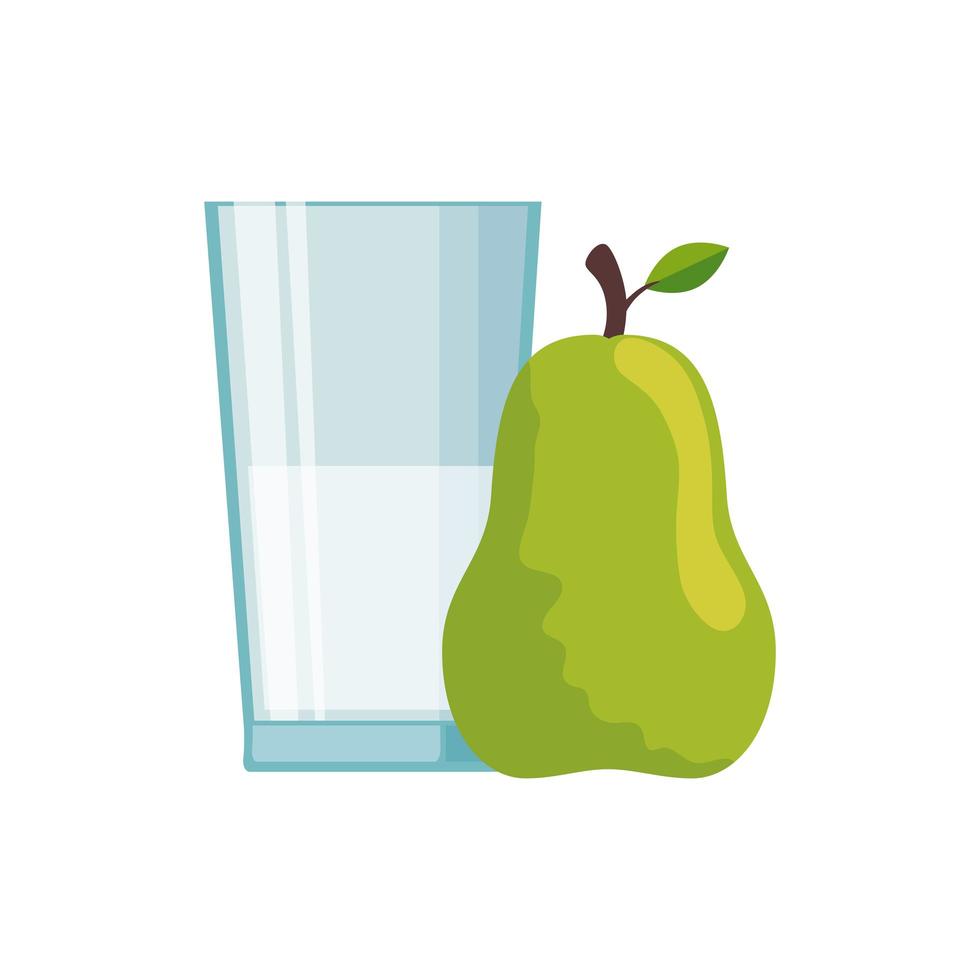 Isolated milk glass and pear vector design