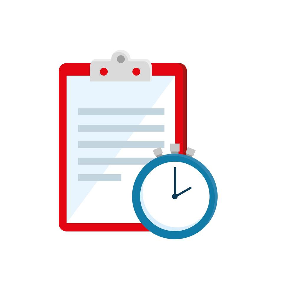 clipboard with paper document and chronometer time vector