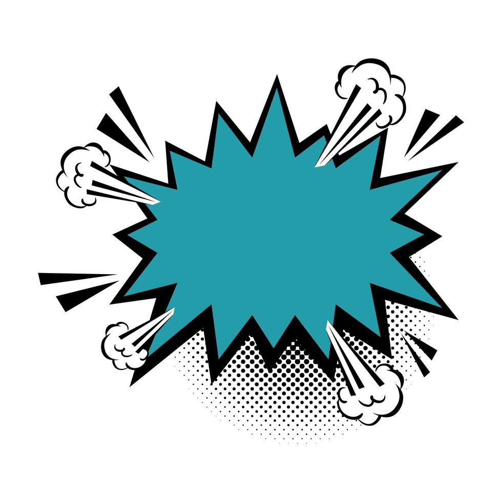 icono de estilo de arte pop de color azul explosión vector