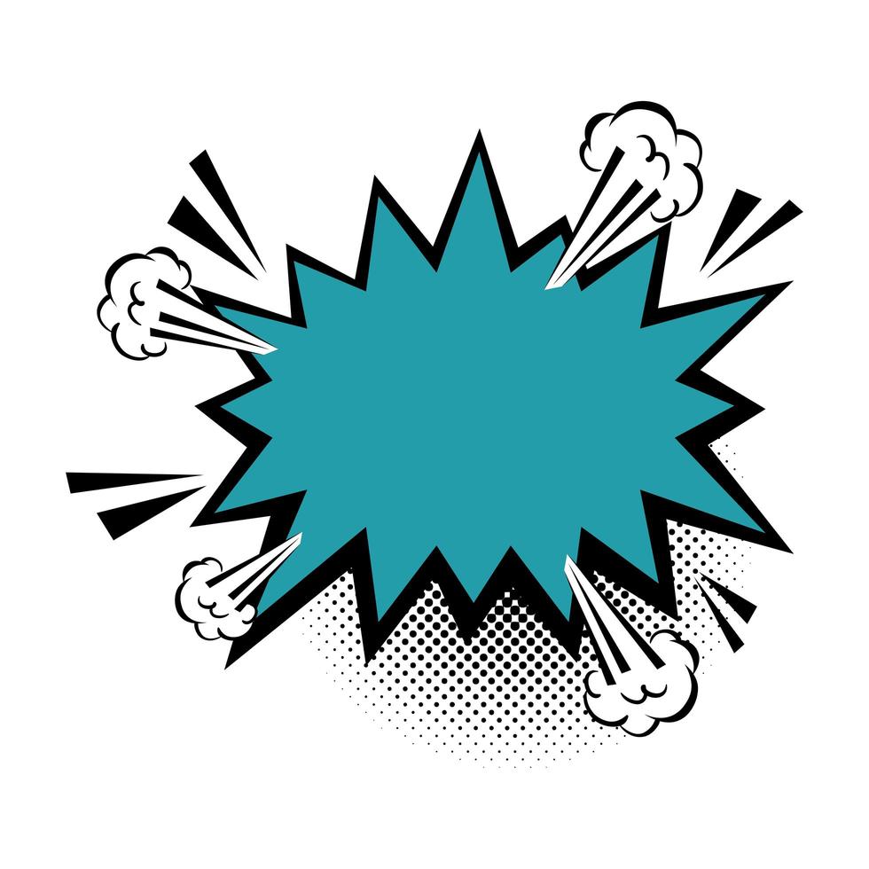 explosion blue color pop art style icon vector
