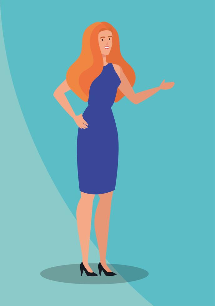 business woman elegant avatar character vector