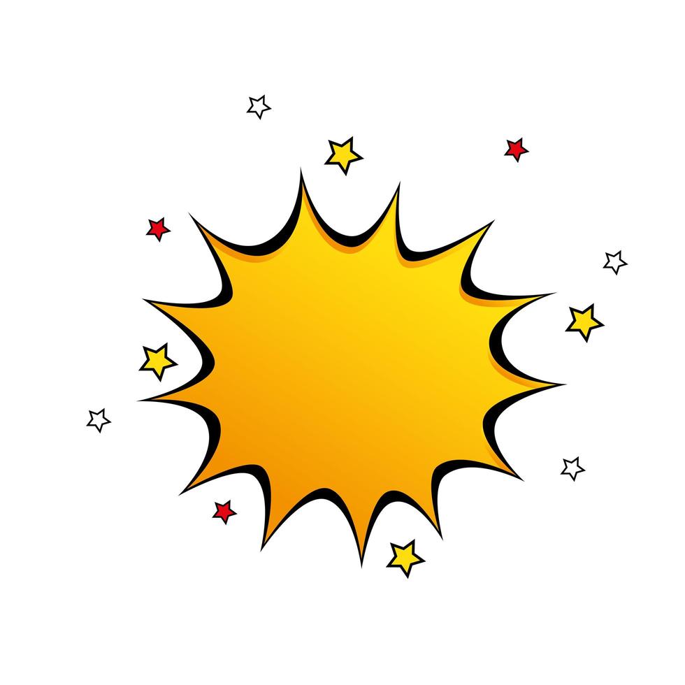 explosion yellow color with stars pop art style icon vector