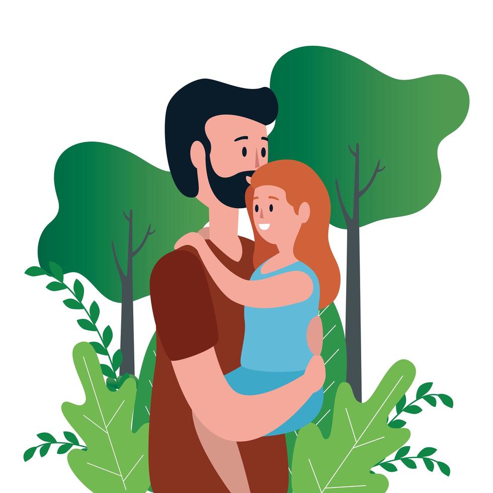 father with daughter on the park family characters vector