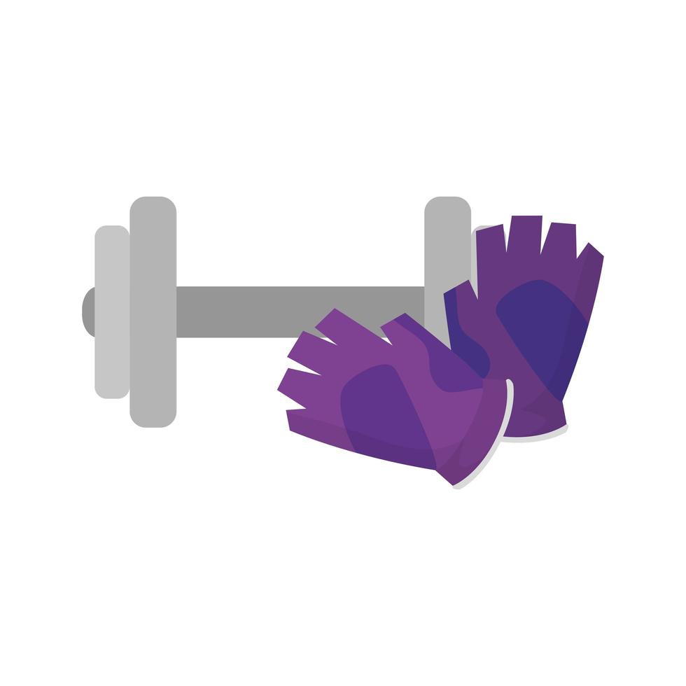 dumbbell with fingerless gloves isolated icon vector