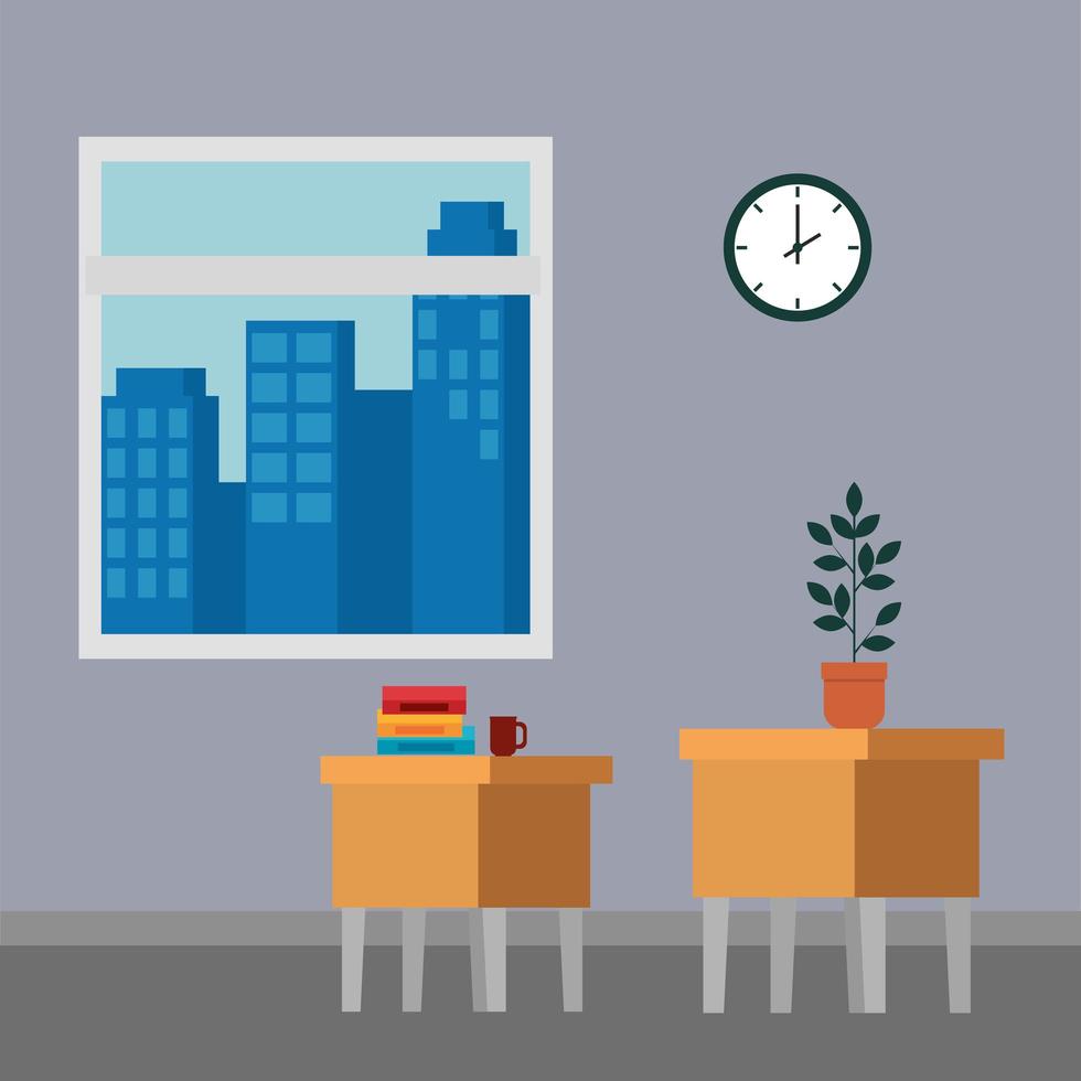 office places scenes with laptop vector