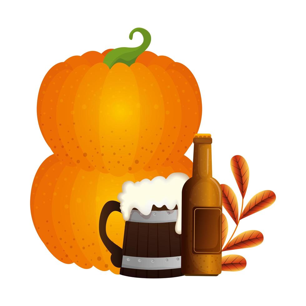 Oktoberfest beer and pumpkin vector design