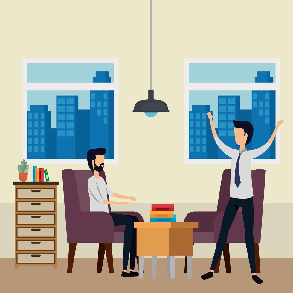 elegant businessmen workers in the office vector