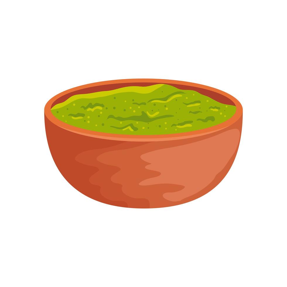 bowl with delicious guacamole isolated icon vector