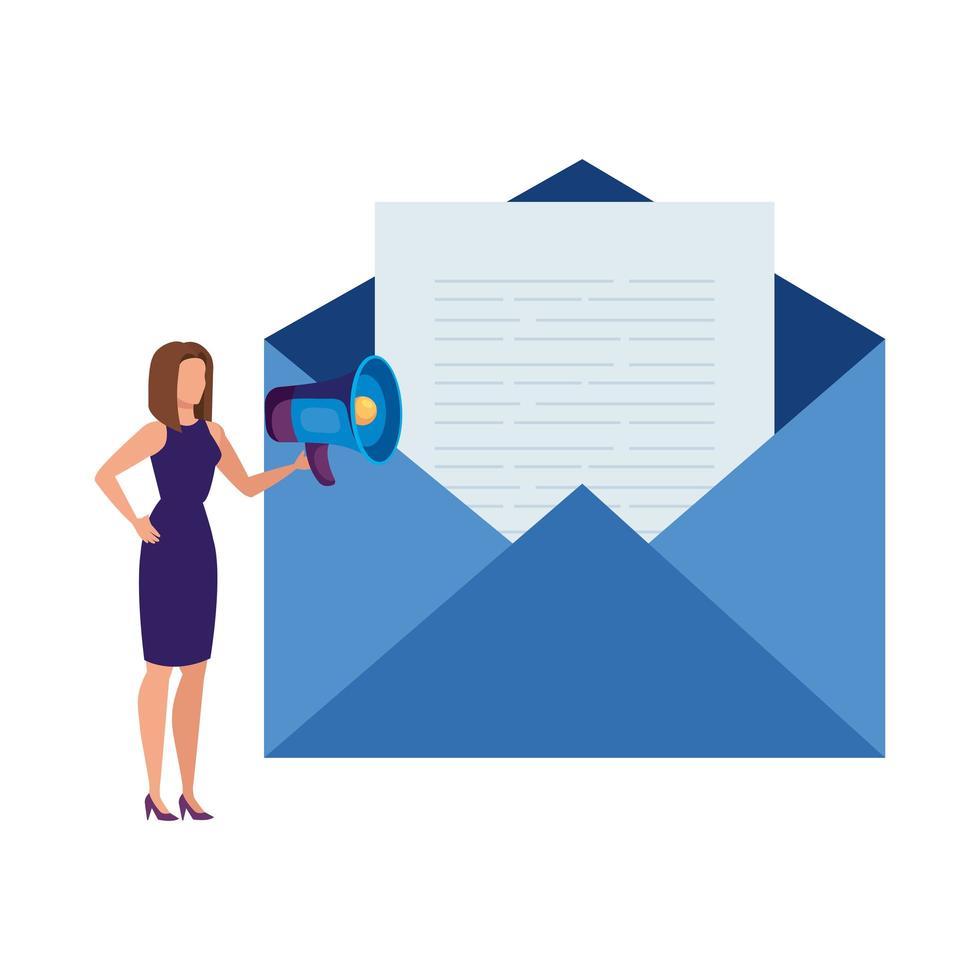 Isolated envelope and woman vector design