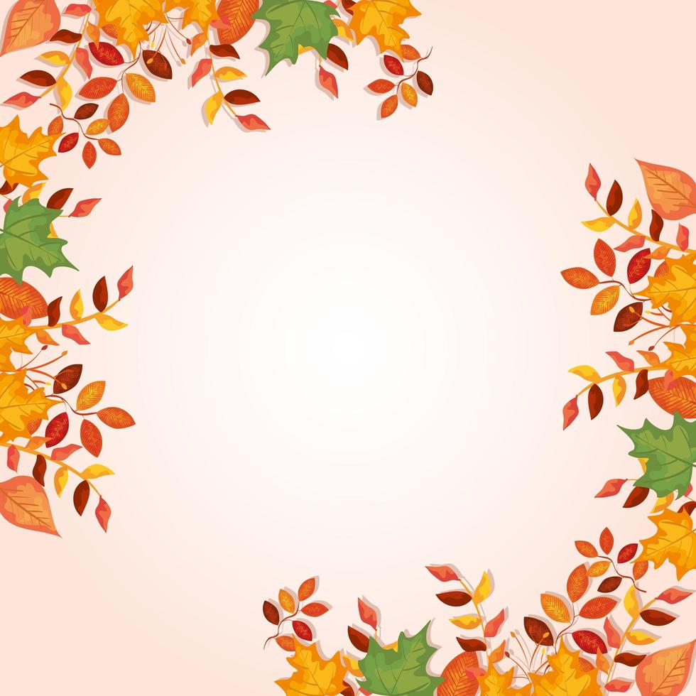 frame decoration of leafs autumn vector