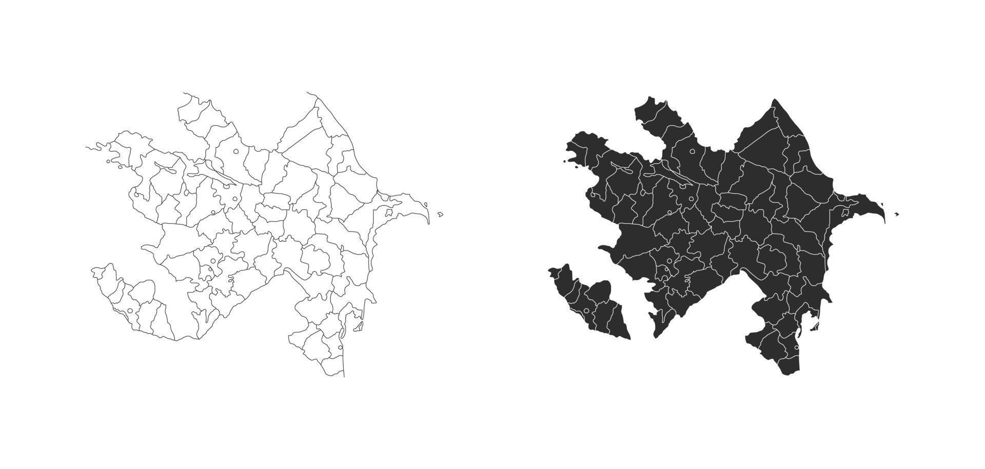 mapa de azerbaiyán con fronteras regionales vector